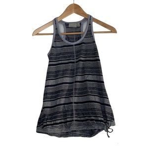 Athleta Free Spirit Cami Tank Size XS Gray Burnout Stripe Top Cinch Tie Hem